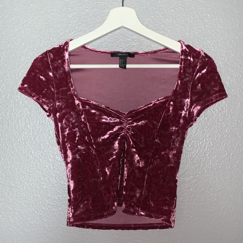 Pink, Purple Velvet Crop Top